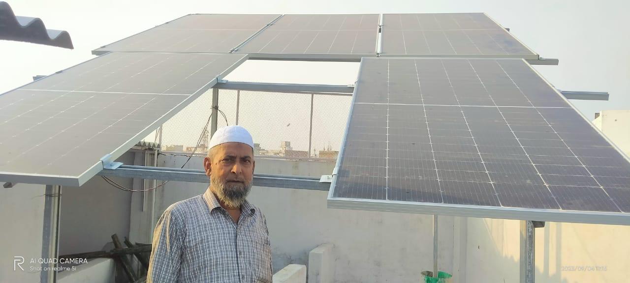 N K Enterprises team installing solar panels